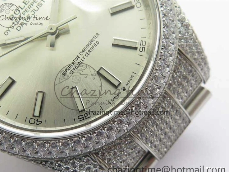 0224 Practical DateJust 41 126334 904 Full Paved Diamonds BP Maker Best Edition Silver Dial on Oyster Bracelet A 2542
